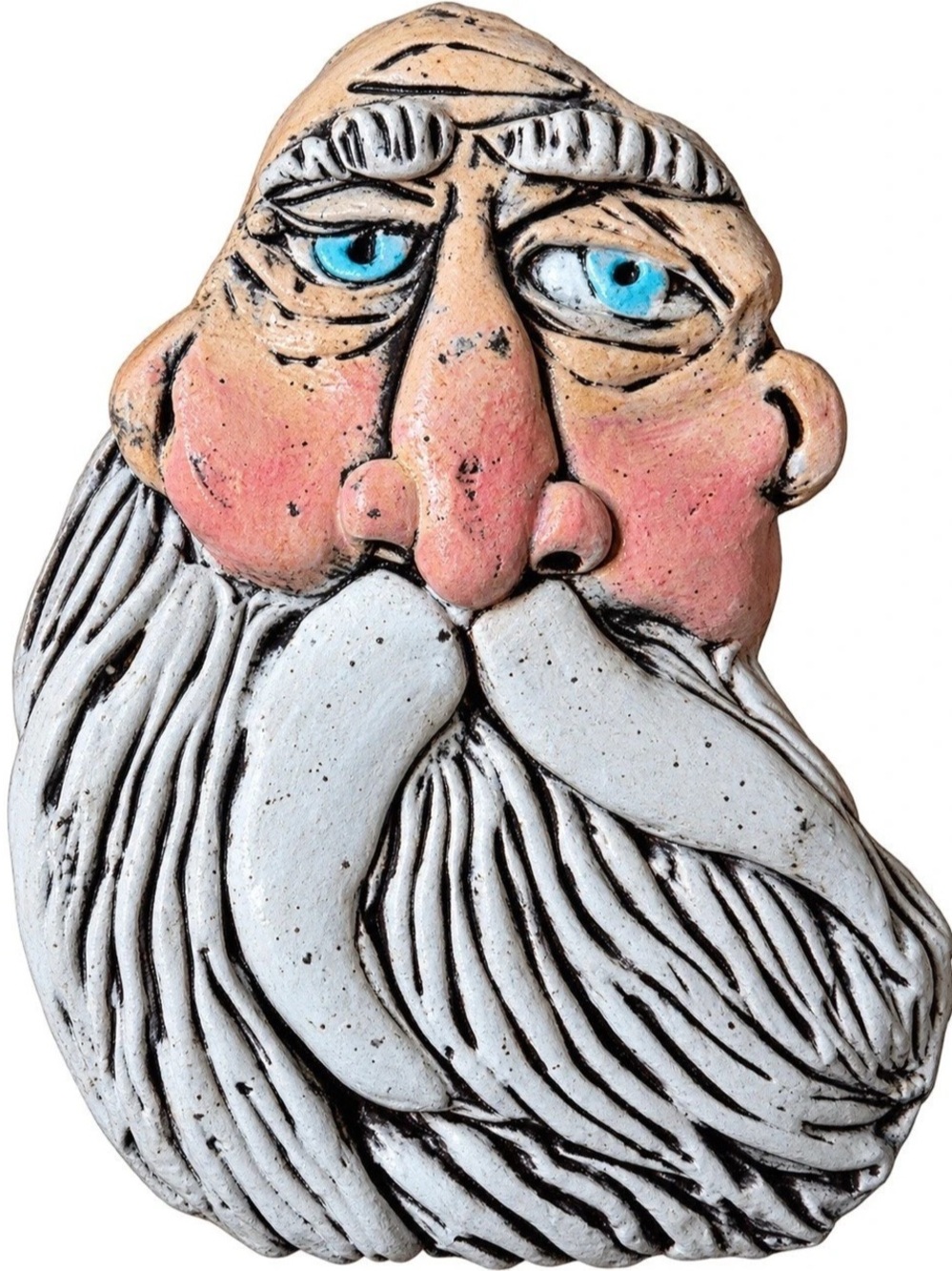 Hand-Painted Bearded Face pin, White & Pink NWT
